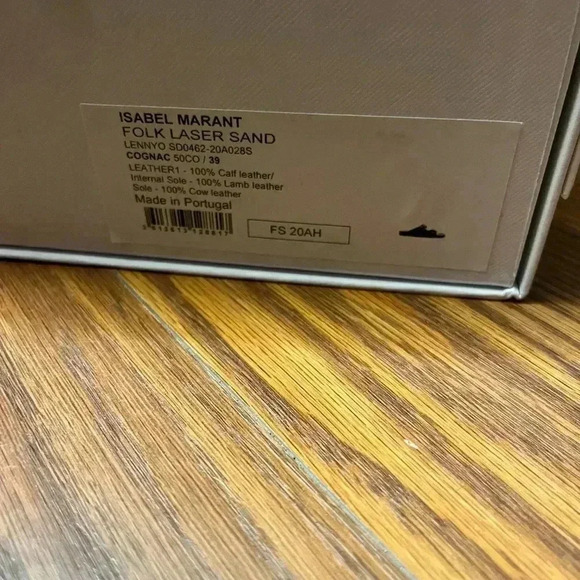 NIB Isabel Marant Folk Laser Lennyo Leather Sandals Cognac Tan Brown 8 1/2 - Picture 13 of 14